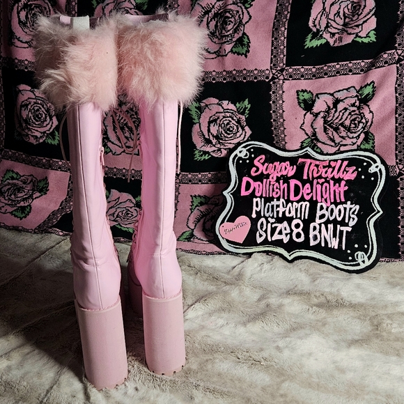 Sugar Thrillz: Dollish Delight Platform Boots- Pink, Size 8, NIB! - Picture 14 of 16